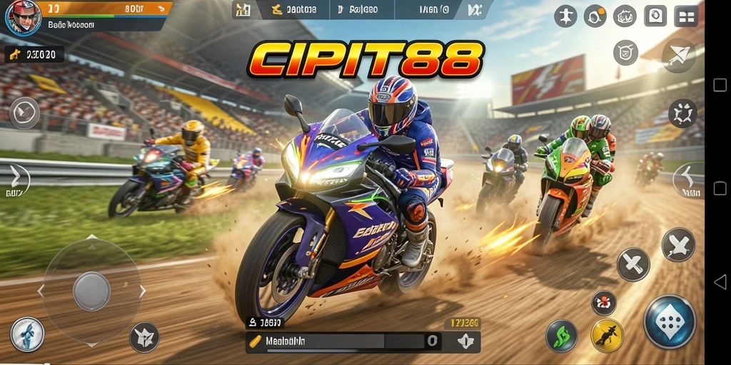 Tampilan menarik gameplay balapan motor di CIPIT88.
