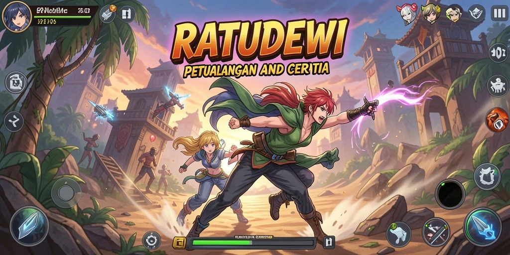 Tampilan gameplay seru di RATUDEWI dengan karakter-karakter Anime.