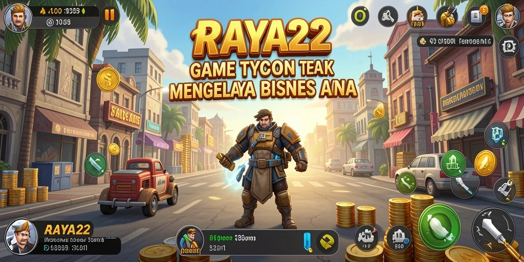Tampilan gameplay RAYA22 dengan fitur manajemen bisnis yang menarik.