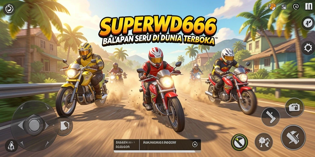 Tampilan screenshot dari gameplay balapan di SUPERWD666 yang mendebarkan.