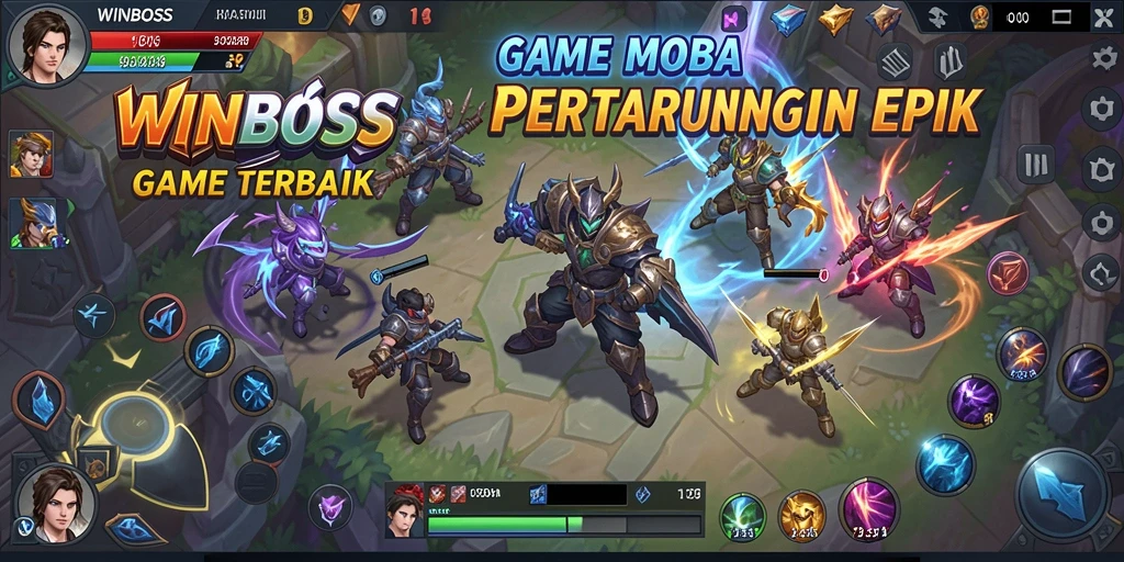 Tampilan gameplay MOBA yang mendebarkan di WINBOSS.